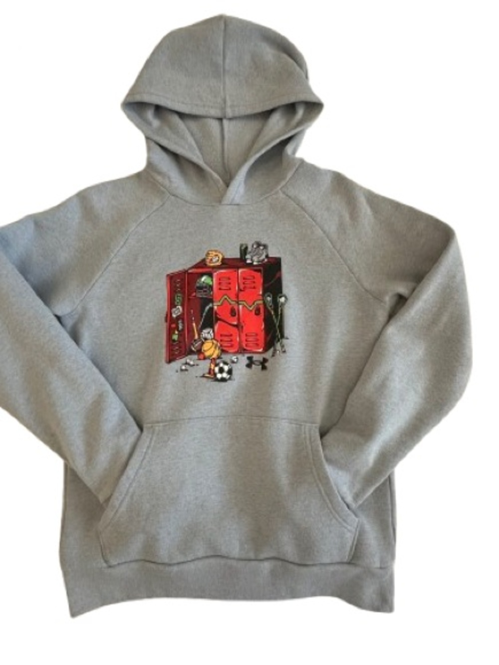 Under Armour Boy's M Light Gray Pullover Hoodie with Multicolor Graphic Print - Picture 2 of 10
